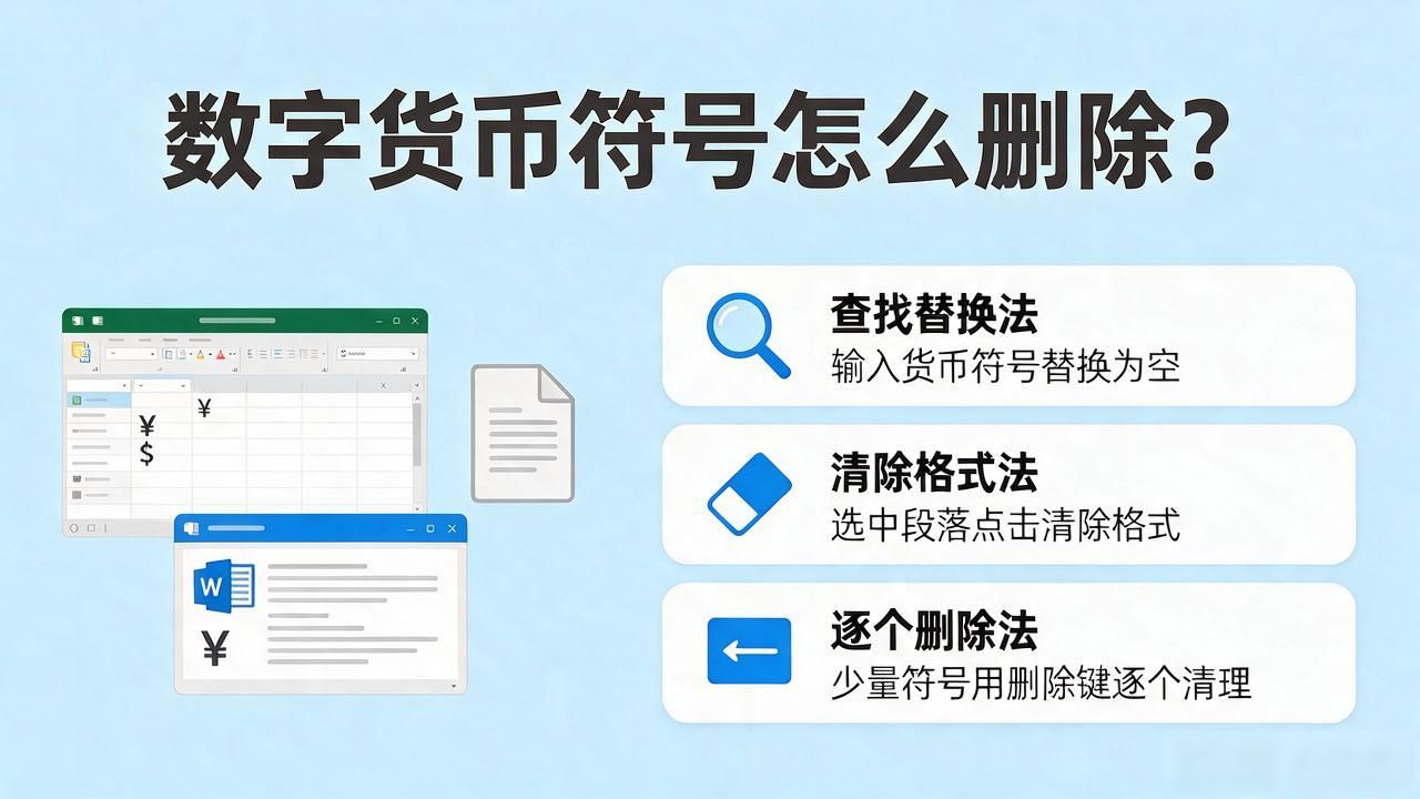 数字货币符号怎么删除？Excel和Word快速清除全攻略