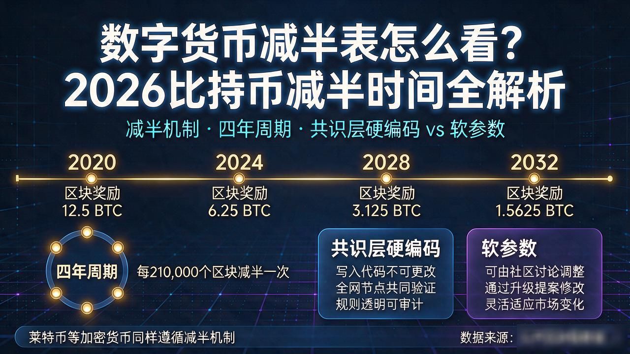 数字货币减半表怎么看？2026比特币减半时间全解析