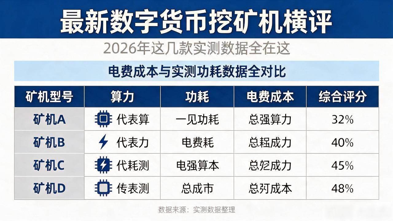 最新数字货币挖矿机横评，2026年这几款实测数据全在这