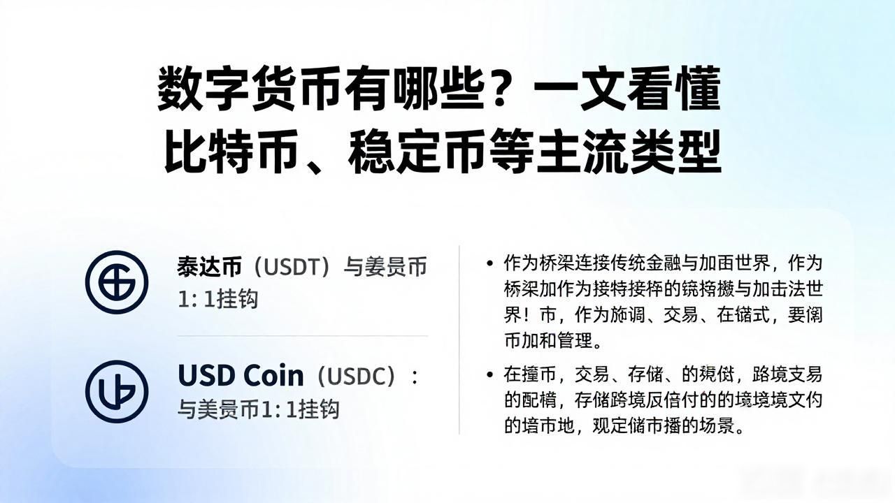 数字货币有哪些？一文看懂比特币、稳定币等主流类型