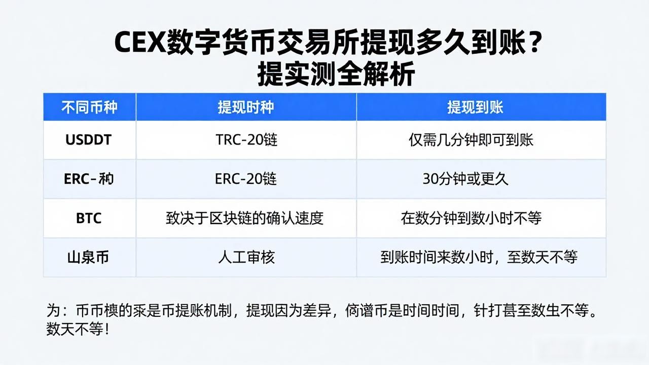CEX数字货币交易所提现多久到账？提现实测全解析