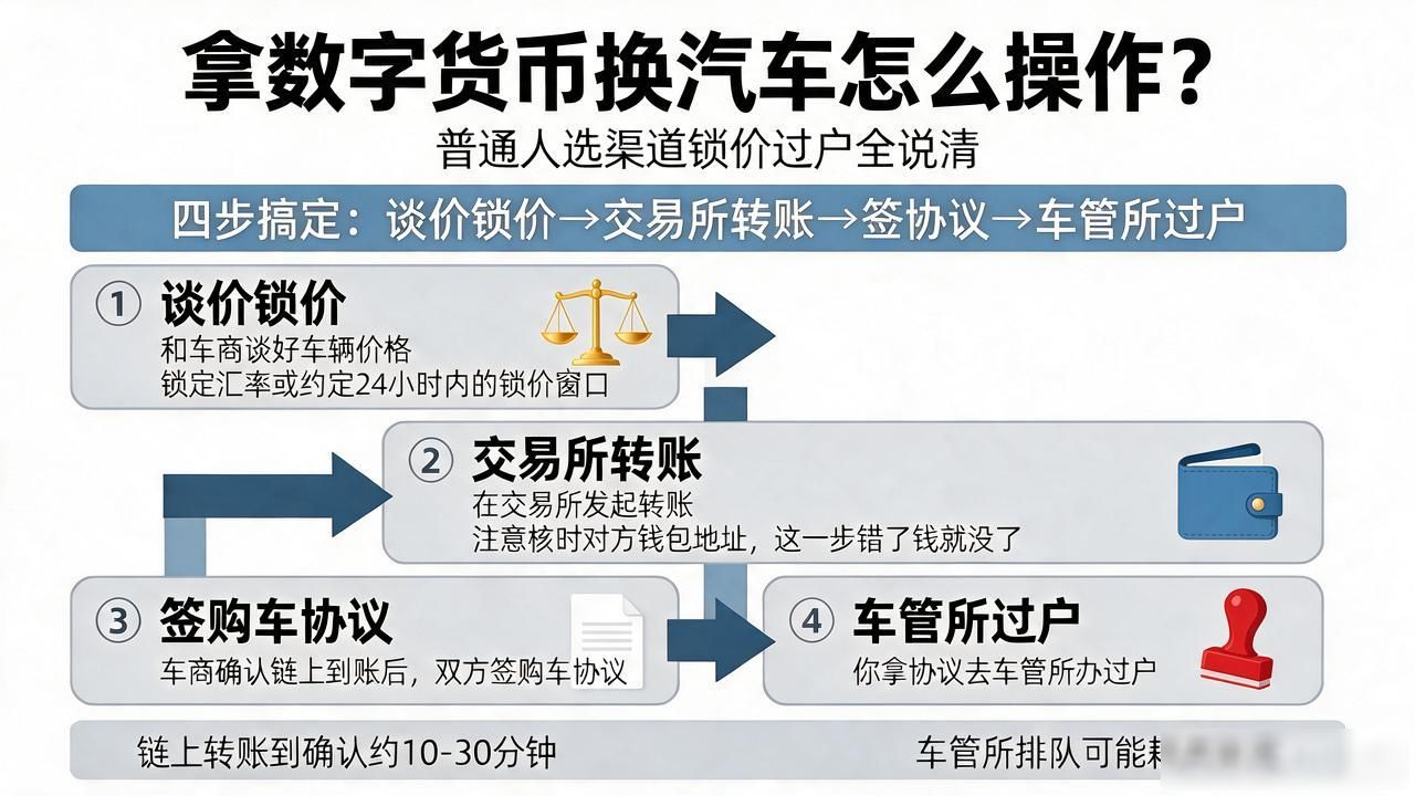 拿数字货币换汽车怎么操作？普通人选渠道锁价过户全说清