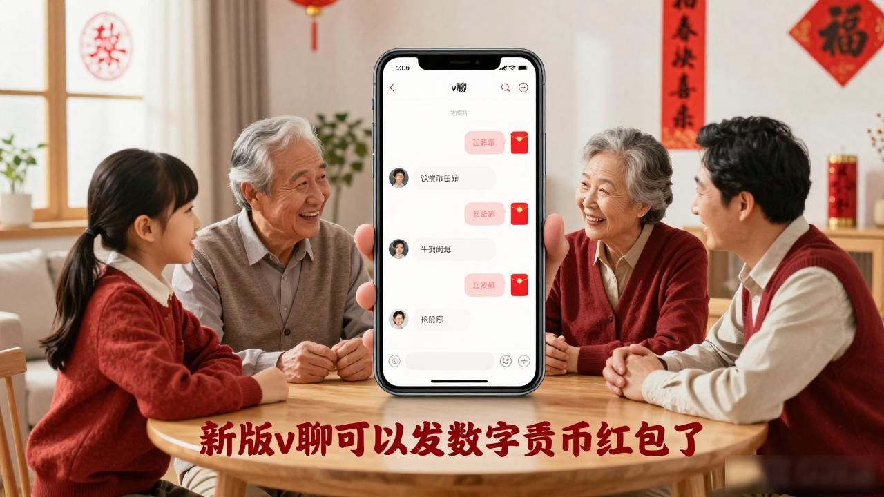 新版v聊可以发数字货币红包了，过年给家人发红包方便多了